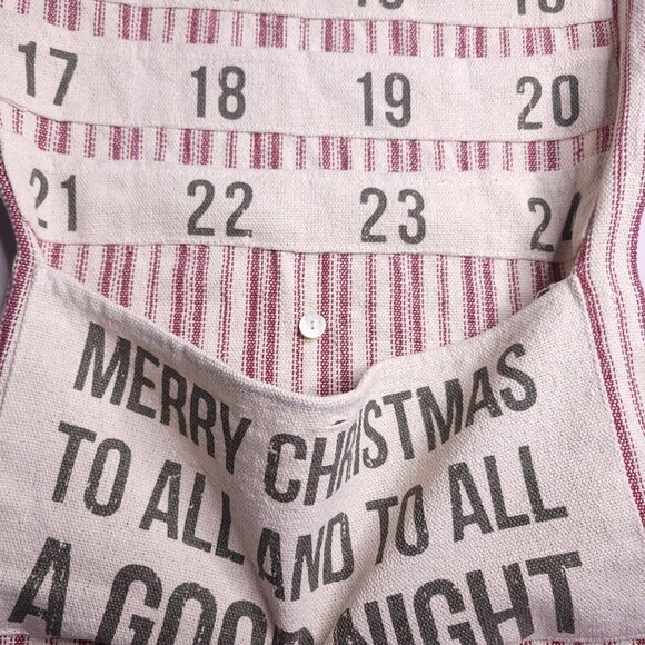 Christmas Countdown Calendar Wall Hanging Pocket Red & White Stripes - Picture 4 of 7